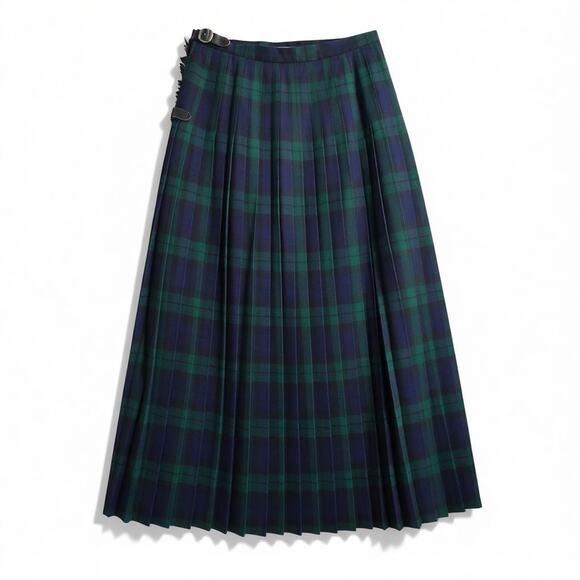 Macnab Scottish Tartan Wool Kilt Skirt Women’s L Plaid Wrap Pleated Fringe 32” - Picture 2 of 10